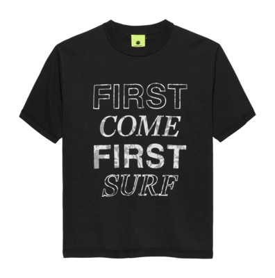 T-Shirt New Amsterdam Surf Association First Come First Surf Tee Unisex Black