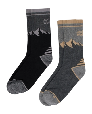 Hiking Socks Jack Wolfskin Unisex Mount Multi Socks Cl C Black Grey (2 pack)