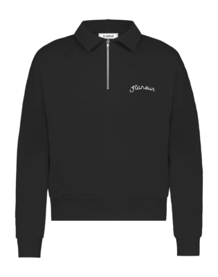 Halb-Zip Flâneur Signature Raglan Herren Black