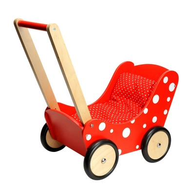 Simply Poppenwagen Spots Hout Rood
