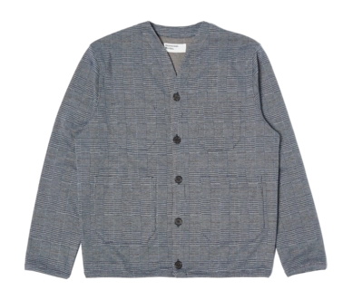 Knitwear Universal Works Men Cardigan Wales Check Fleece Blue