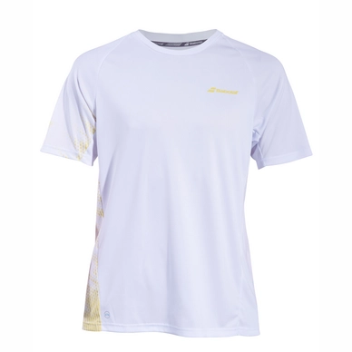 Tennisshirt Babolat Boys Performance Crew Neck Tee White Dark Yellow