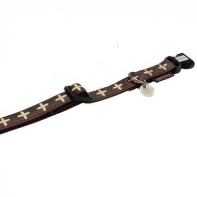 Hondenhalsband Beeztees Mac Leather Cross Bruin