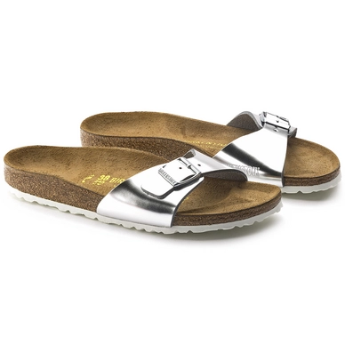 Slippers Birkenstock Women Madrid Leather Silver Narrow