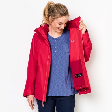 Winterjas Jack Wolfskin Women Cascade Pass 3in1 True Red
