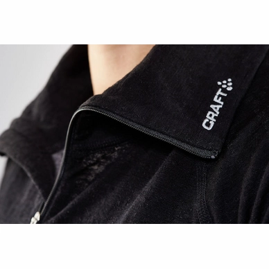 Skipully Craft Nordic Wool Zip Neck Women Black Grey