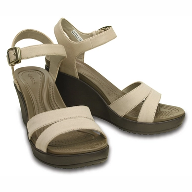 Sandale Crocs Leigh II Ankle Strap Wedge Tumbleweed Damen Fashionschuh