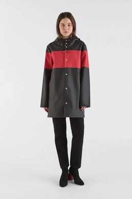 Regenjas Stutterheim Unisex Stockholm Stripe Black Red