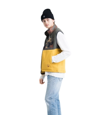 Bodywarmer Herschel Supply Co. Men's Guide Fleece Sherpa Vest Dark Olive/Arrowwood