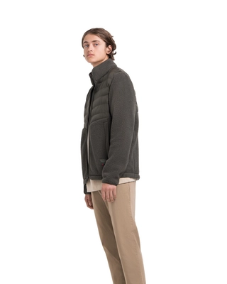 Vest Herschel Supply Co. Men's Guide Fleece Hybrid Sherpa Full Zip Dark Olive