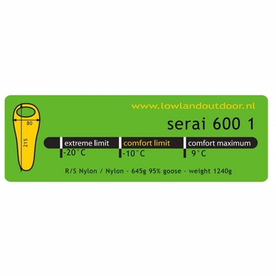 Slaapzak Lowland Serai 600 1 Lime (Rechts)