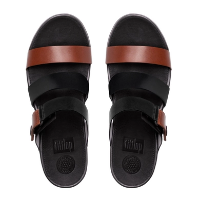 Sandaal FitFlop Gladdie™ Slide Leather Black/Tan