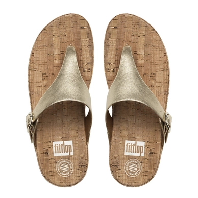 Slipper FitFlop The Skinny™ Leather Metallic Pale Gold
