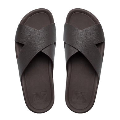 Sandaal FitFlop Surfer™ Slide Leather Chocolate
