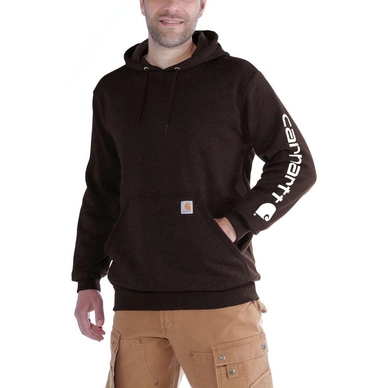 Trui Carhartt Men Sleeve Logo Hooded Sweatshirt Dark Brown