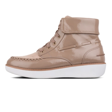 FitFlop Gianini™ Lace-Up Faux-Pony/Crinkle Patent Taupe