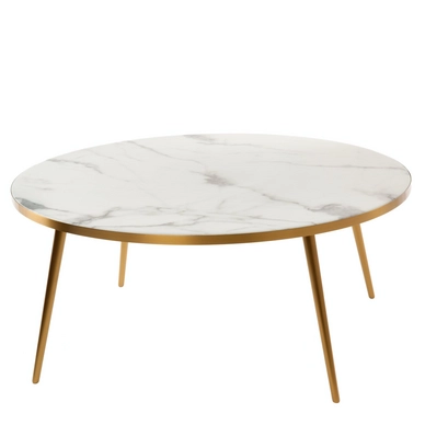 Coffee Table POLSPOTTEN Marble Look White Gold Feet