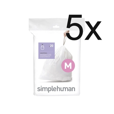 Afvalzakken simplehuman Code M 45L (5 x 20-delig)