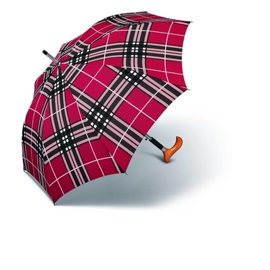 Regenschirm Happy Rain Long AC Stütz Fritz Checks Red