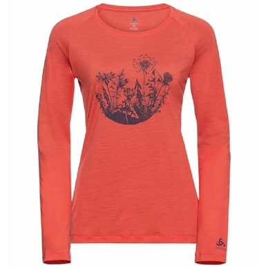 T-shirt Manches Longues Odlo Women Concord Hot Coral Flower Circle Print