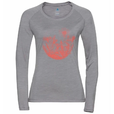 Longsleeve Odlo Women Concord Grey Melange Flower Circle Print
