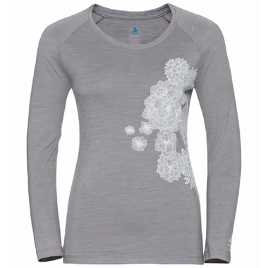 T-shirt Manches Longues Odlo Women Concord Grey Melange Bloom Print
