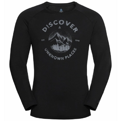 T-shirt Manches Longues Odlo Men Concord Black Discover Print