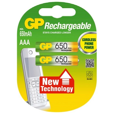 Batterij GP Batteries NiMH / AAA 650mAh 1,2V oplaadbaar