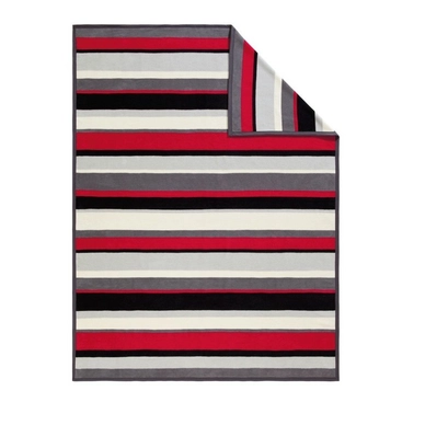 Jacquard Decke Ibena Messina Grau Rot