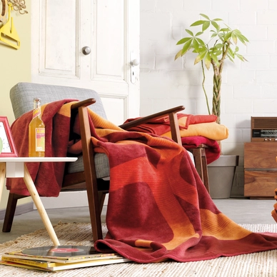 Jacquard Decke Ibena Messina Retro Rot
