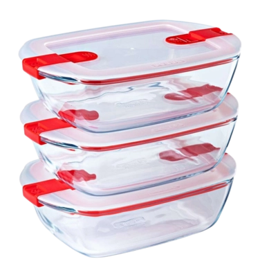 Storage System Pyrex Cook & Heat Rectangular Transparent (2-Piece)