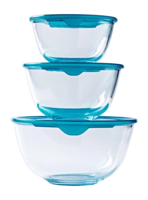 Mengkom Pyrex Prep & Store Transparant (3-Delig)