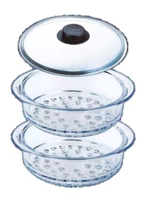 Stoommand Pyrex Transparant 20 cm (3-Delig)
