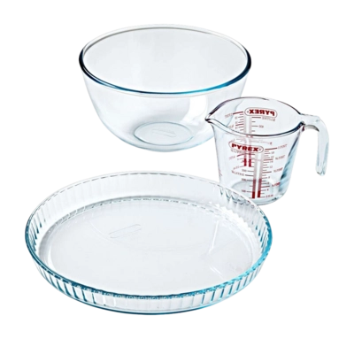 Prepware & Bakeware Set Pyrex Taartvorm Transparant (3-Delig)