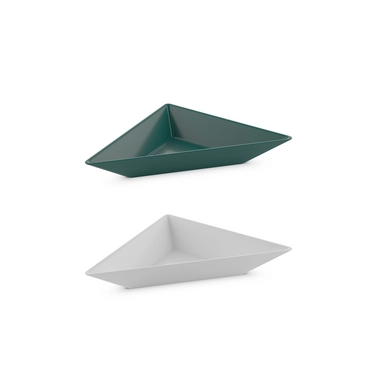 Kom Koziol Tangram-3 Cotton White/Emerald Green (Set van 2)