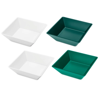 Kom Koziol Tangram-4 Cotton White-Emerald Green/Jungle Green (Set van 4)