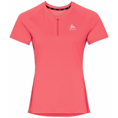 T-shirt de Sport Odlo Women SS 12 Zip Axalp Trail Pink