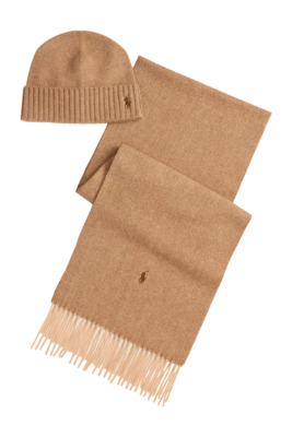 Bonnet & Echarpe Ralph Lauren Homme Wool Classic Camel