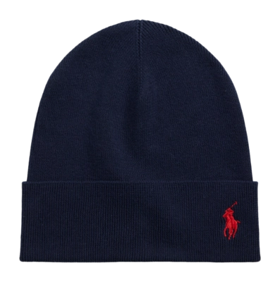 Beanie Ralph Lauren Rib Knit Cotton Herren Newport Navy