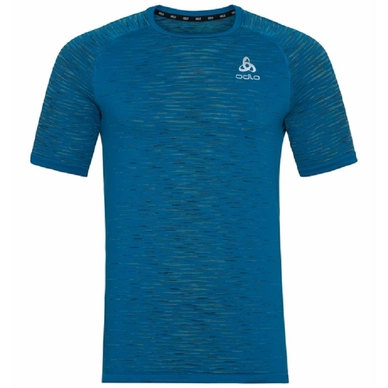 T-shirt de Sport Odlo Men SS Crew Neck Blackcomb Ceramico Mykonos Blue Space Dye
