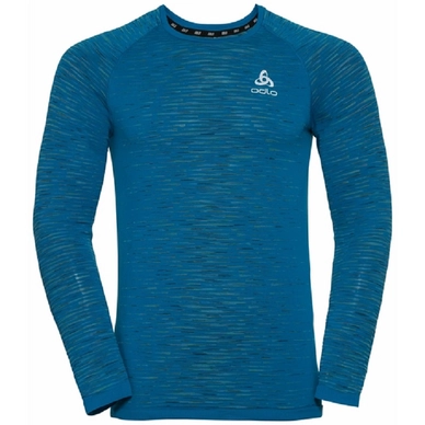 Sportshirt Odlo LS Crew Neck Blackcomb Ceramico Mykonos Blue Space Dye Herren