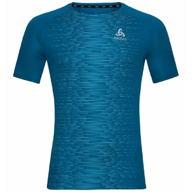 T-shirt de Sport Odlo Men SS Crew Neck Essential Print Mykonos Blue Graphic SS21