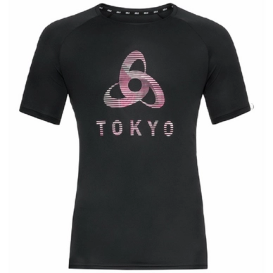 T-shirt de Sport Odlo Men SS Crew Neck Essential Print Black Graphic SS21