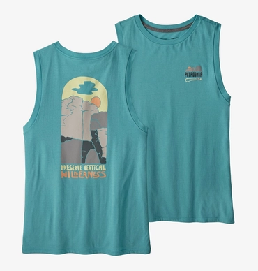 T Shirt Patagonia Femme Save the Splitters Organic Muscle Tee Iggy Blue