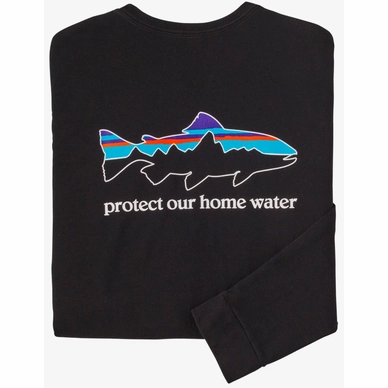 Langarmshirt Patagonia Home Water Trout Responsibili-Tee Herren Black