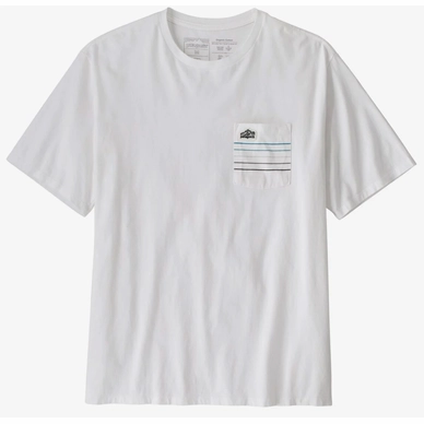 T-Shirt Patagonia Homme Line Logo Ridge Stripe Organic Pocket White