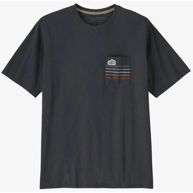 T-Shirt Patagonia Homme Line Logo Ridge Stripe Organic Pocket Ink Black