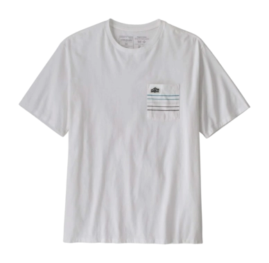 T-Shirt Patagonia Line Logo Ridge Stripe Organic Pocket Herren White