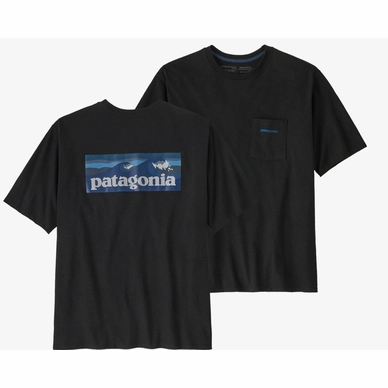 T-Shirt Patagonia Boardshort Logo Pocket Responsibili Tee Herren Ink Black