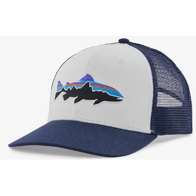 Cap Patagonia Unisex Fitz Roy Trout Trucker Hat White New Navy